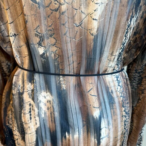 Conrad C Collection Shirt animal print snake brown sheer leather feather belt - Picture 6 of 12